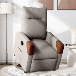 vidaXL Elektrisk reclinerfåtölj med uppresningshjälp taupe tyg
