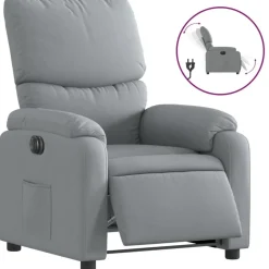 Hot vidaXL Elektrisk reclinerfåtölj tyg Ljusgrå