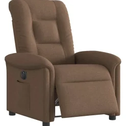 vidaXL Elektrisk reclinerfåtölj Brun tyg