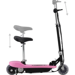 vidaXL Elektrisk sparkcykel med sadel 120 W rosa