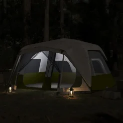 vidaXL Familjetält 10 personer med LEDs grön snabbrest
