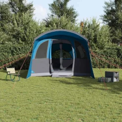 vidaXL Familjetält med tak Blå och grå 576 x 325 x 213 cm