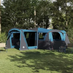 vidaXL Familjetält 20-personer med tak Blå och grå 745 x 700 x 217 cm