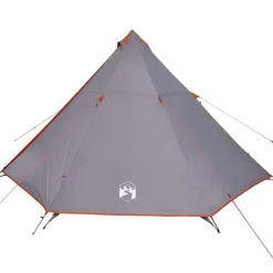 vidaXL Familjetält tipi 8 person och orange vattentätt Grå