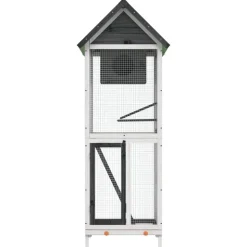 vidaXL Fågelhus grå 60x58,5x160 massiv furu