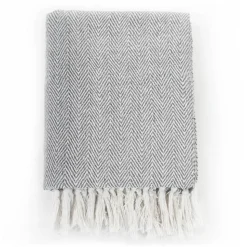 vidaXL Filt bomull fiskbensmönster 125x150 cm grå