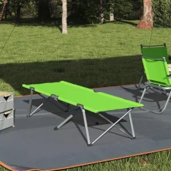 New vidaXL Fällbar Camping Säng Grön 194 x 62,5 x 42,5 cm Oxford och Stål Mörkgrön