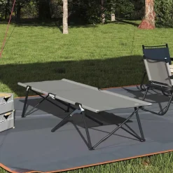 vidaXL Fällbar Camping Säng Grå 206 x 76 x 74 cm Oxford och Stål