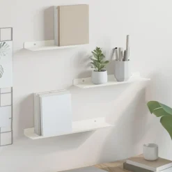 vidaXL Flytande hylla Väggmonterad 3 pcs Vit 40 x 9 x 2,5 cm Stål
