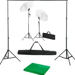 vidaXL Fotostudio med bakgrunder, lampor och paraplyer