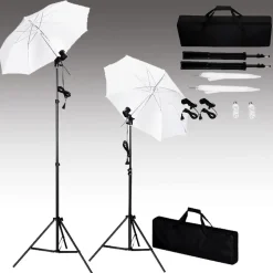 vidaXL Fotostudio med bakgrunder, lampor och paraplyer