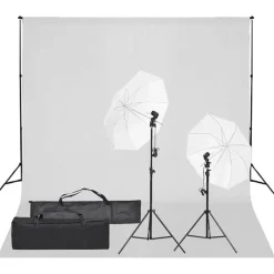 Clearance vidaXL Fotostudio med lampor och bakgrund Vit