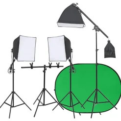vidaXL Fotostudio med lampor och bakgrund