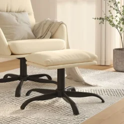 vidaXL Fotpall gräddvit 60x60x36 cm tyg