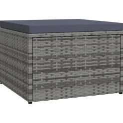 Clearance vidaXL Fotpall med dyna för trädgården konstrotting Grå