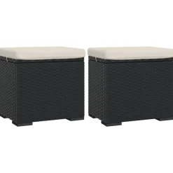 New vidaXL Fotpall med kudde 2 st 40x30x40 cm konstrotting Svart
