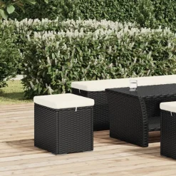 New vidaXL Fotpall med kudde 2 st 40x30x40 cm konstrotting Svart