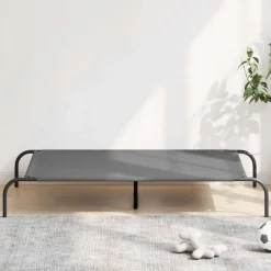 Best vidaXL Förhöjd hundsäng 130x80x20 cm oxfordtyg och stål Grå