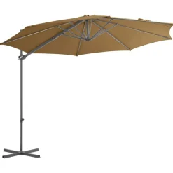 Discount vidaXL Frihängande trädgårdsparasoll med stålstång 300 cm Taupe