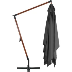 vidaXL Frihängande trädgårdsparasoll med trästång 400x300 cm antracit