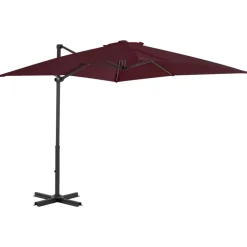 vidaXL Frihängande trädgårdsparasoll aluminiumstång vinröd 250x250 cm
