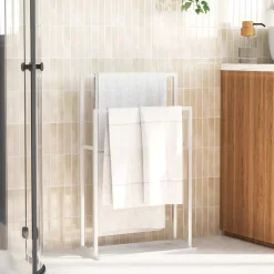 vidaXL Fristående handdukshängare vit 48x24x78,5 cm järn
