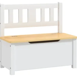 Discount vidaXL Förvaringsbänk barn 60x30x55 cm MDF Vit och beige