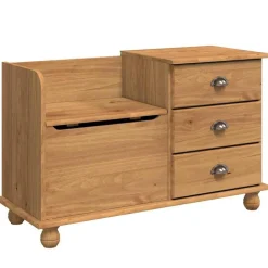 vidaXL Förvaringsbänk med låda ASKIM Brun 100 x 39 x 62 cm Massiv furu