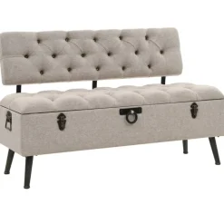 Best vidaXL Förvaringsbänk med ryggstöd 110 cm gräddvit tyg Kräm