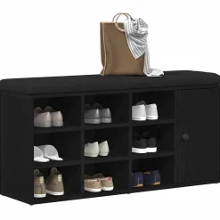 vidaXL Förvaringsbänk Svart Ek 102 x 32 x 50 cm Konstruerat trä