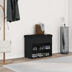 vidaXL Förvaringsbänk Svart Ek 62 x 32 x 50 cm Konstruerat trä