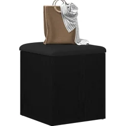 Sale vidaXL Förvaringsbänk 42 x 42 x 45 cm Konstruerat trä Svart ek