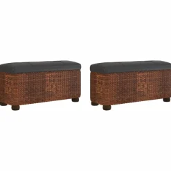 Discount vidaXL Förvaringsbänkar 2 st med dyna 69 cm kaveldun Brun