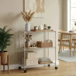Sale vidaXL Förvaringshylla med hjul 3 hyllplan 60x35x81 150 kg Krom