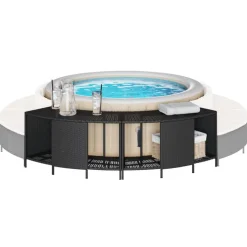 New vidaXL Förvaringshyllor för spa 2 st konstrotting Svart