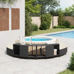 New vidaXL Förvaringshyllor för spa 2 st konstrotting Svart