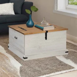 Sale vidaXL Förvaringskista HALDEN 91x91x47 cm massiv trä furu Vit