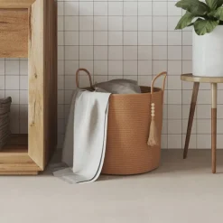 vidaXL Förvaringskorg brun Ø40x35 cm bomull