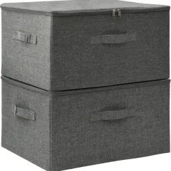 Online vidaXL Förvaringslåda 2 st tyg 43x34x23 cm Antracit