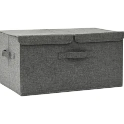 Best vidaXL Förvaringslåda tyg 50x30x25 cm Antracit