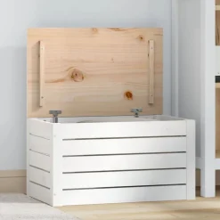 vidaXL Förvaringslåda vit 59,5x36,5x33 cm massiv furu