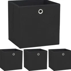 Discount vidaXL Förvaringslådor 4 st non-woven tyg 32x32x32 cm Svart