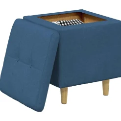 Discount vidaXL Förvaringspall med kudde 40 x 40 x 45 cm tyg Blå