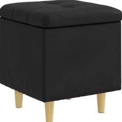 New vidaXL Förvaringspall med kudde 40 x 40 x 45 cm Konstläder Svart