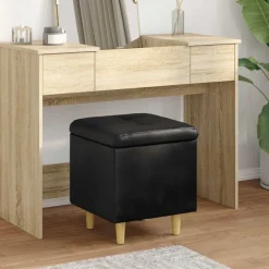 New vidaXL Förvaringspall med kudde 40 x 40 x 45 cm Konstläder Svart