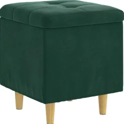 vidaXL Förvaringspall med kudde Mörkgrön 40 x 40 x 45 cm Sammet