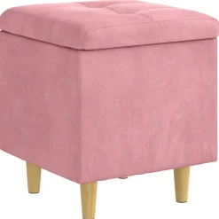 New vidaXL Förvaringspall med kudde 40 x 40 x 45 cm Sammet Rosa