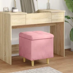 New vidaXL Förvaringspall med kudde 40 x 40 x 45 cm Sammet Rosa