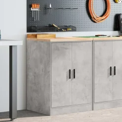 vidaXL Förvaringsskåp för garage 60x51x85cm massivt trä furu Betonggrå