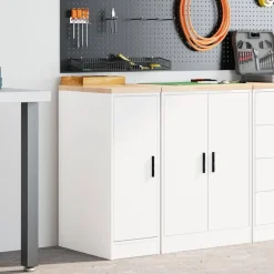 vidaXL Förvaringsskåp för garage vit 30x51x85 cm massivt trä furu